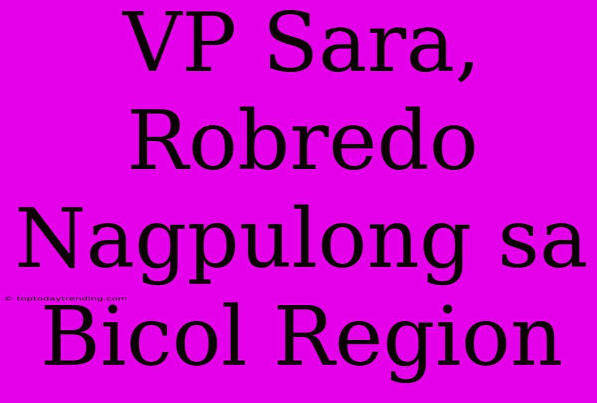 VP Sara, Robredo Nagpulong Sa Bicol Region