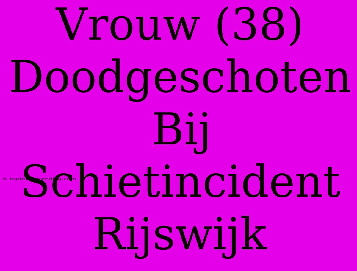 Vrouw (38) Doodgeschoten Bij Schietincident Rijswijk