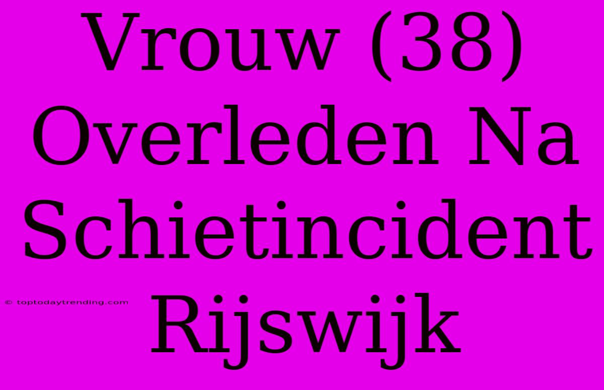 Vrouw (38) Overleden Na Schietincident Rijswijk