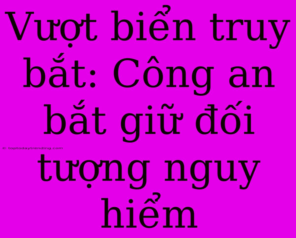 Vượt Biển Truy Bắt: Công An Bắt Giữ Đối Tượng Nguy Hiểm