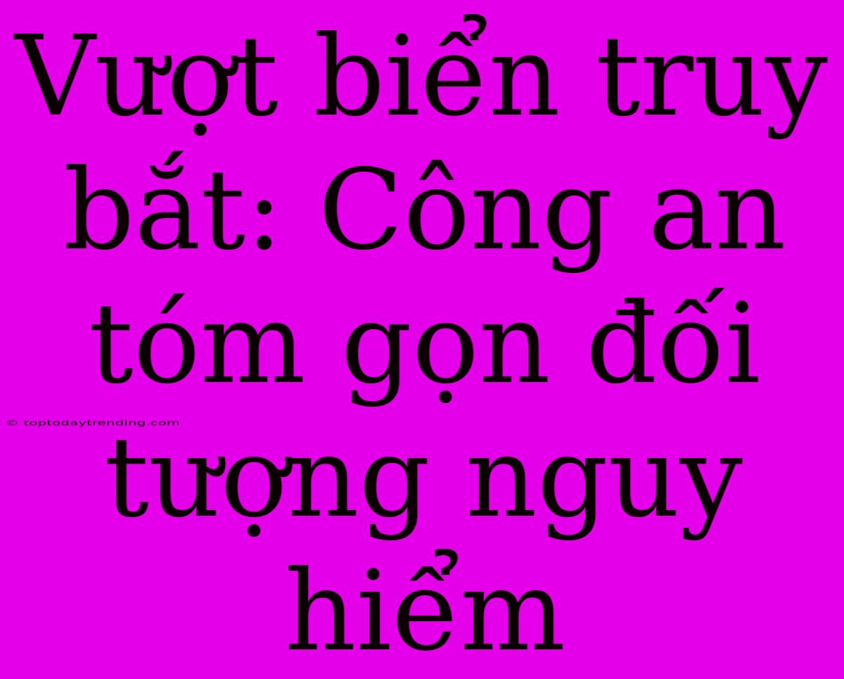 Vượt Biển Truy Bắt: Công An Tóm Gọn Đối Tượng Nguy Hiểm