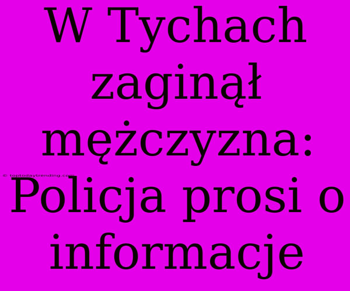 W Tychach Zaginął Mężczyzna: Policja Prosi O Informacje