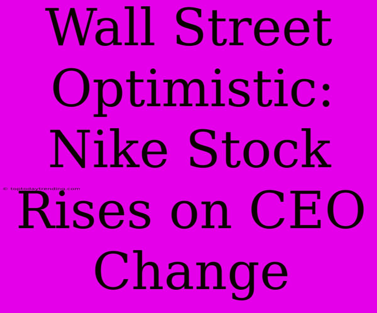 Wall Street Optimistic: Nike Stock Rises On CEO Change