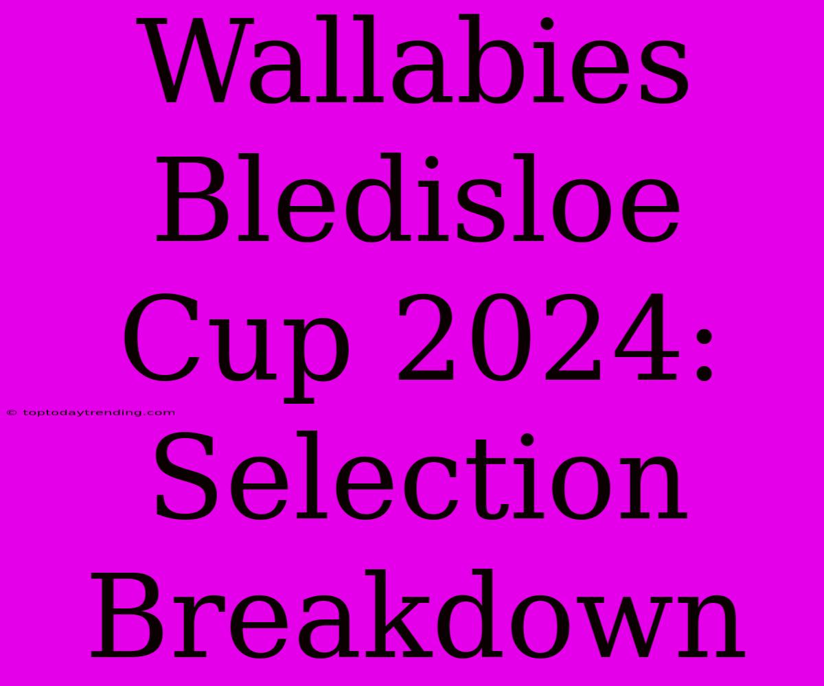 Wallabies Bledisloe Cup 2024: Selection Breakdown