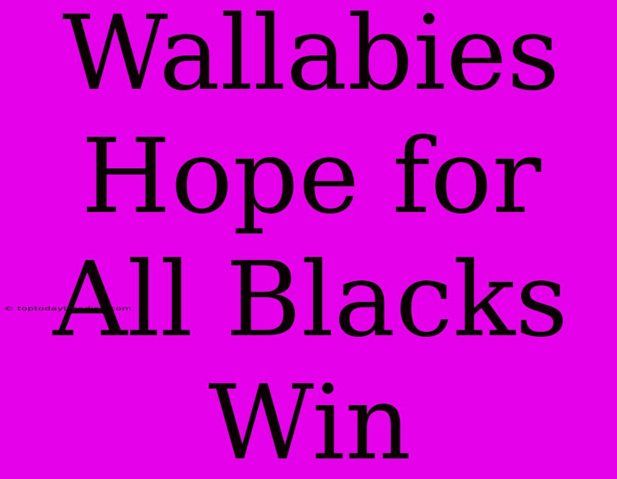 Wallabies Hope For All Blacks Win