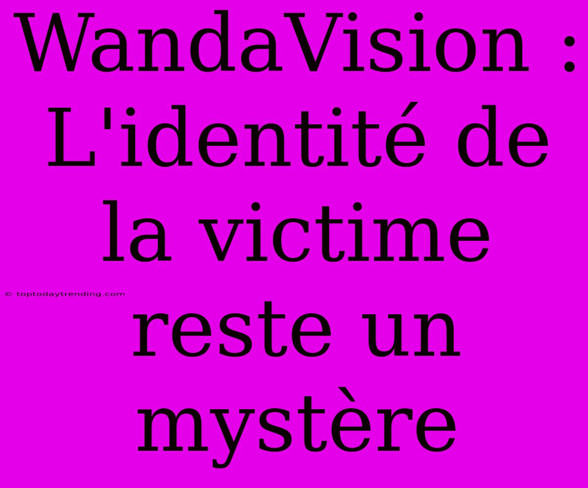 WandaVision : L'identité De La Victime Reste Un Mystère