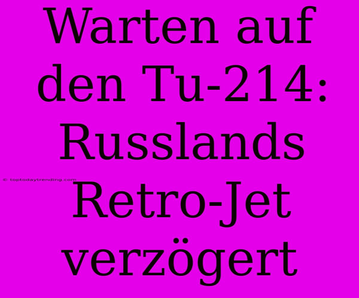 Warten Auf Den Tu-214: Russlands Retro-Jet Verzögert