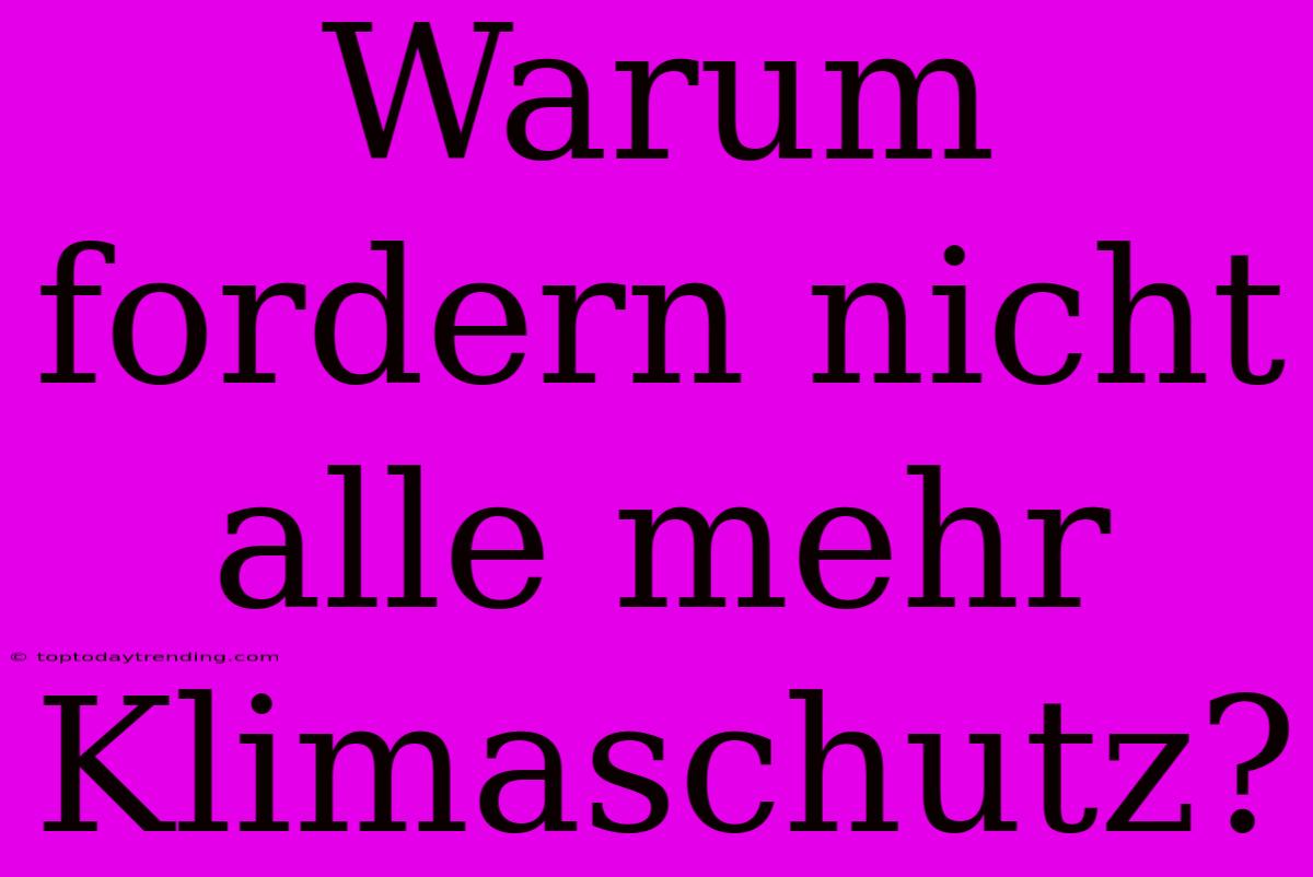 Warum Fordern Nicht Alle Mehr Klimaschutz?