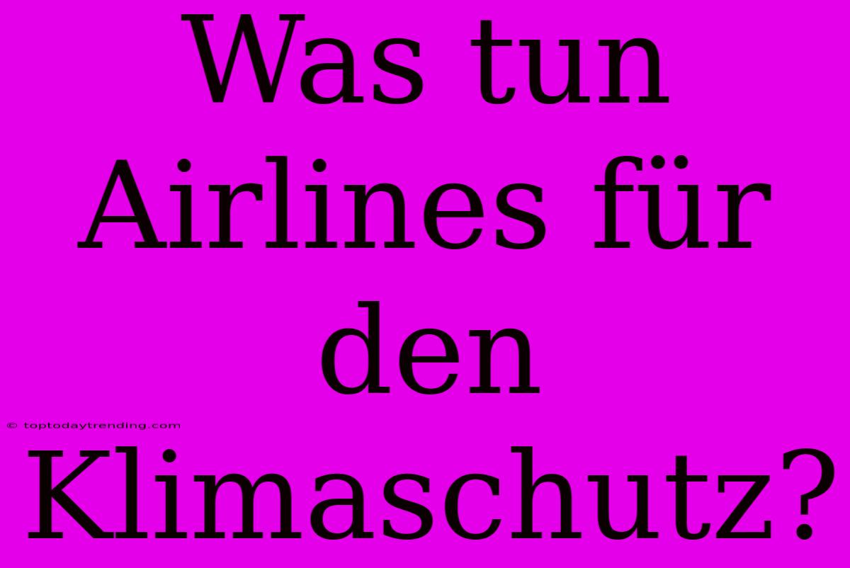 Was Tun Airlines Für Den Klimaschutz?