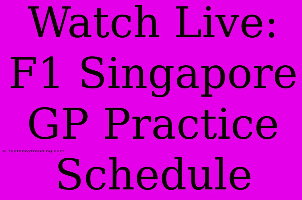 Watch Live: F1 Singapore GP Practice Schedule