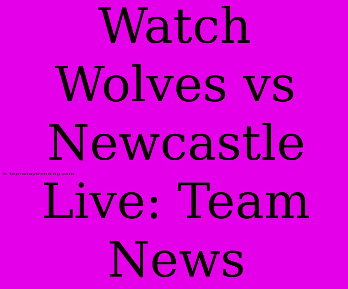 Watch Wolves Vs Newcastle Live: Team News