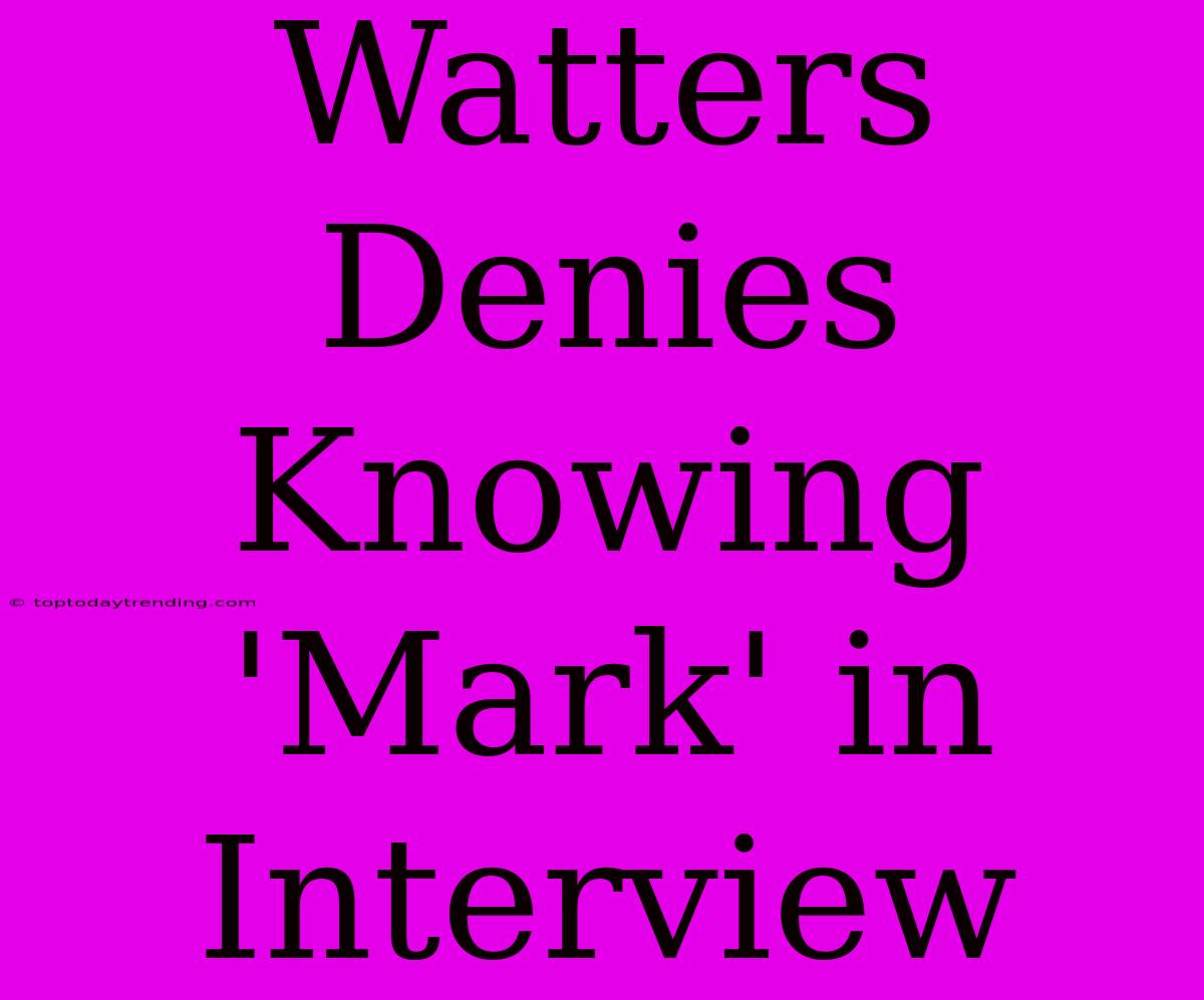 Watters Denies Knowing 'Mark' In Interview