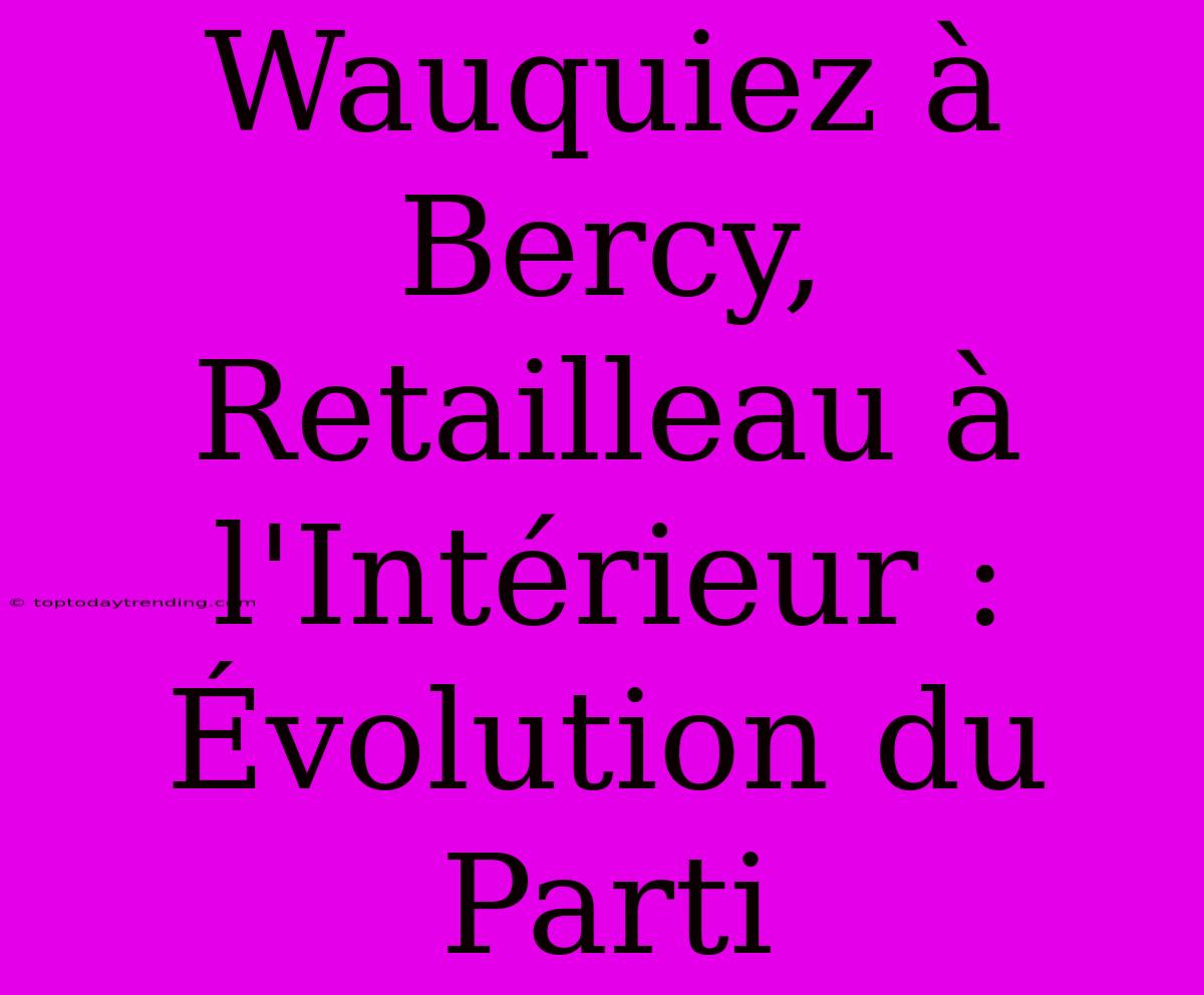 Wauquiez À Bercy, Retailleau À L'Intérieur : Évolution Du Parti