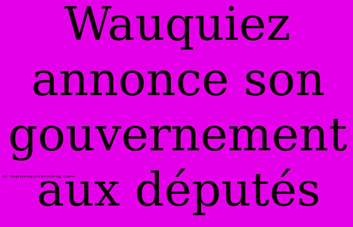 Wauquiez Annonce Son Gouvernement Aux Députés