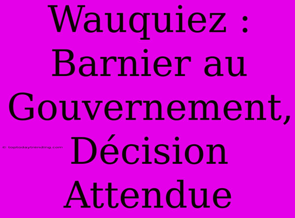 Wauquiez : Barnier Au Gouvernement, Décision Attendue