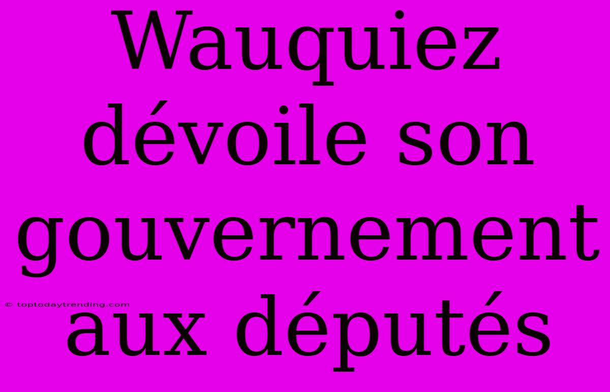 Wauquiez Dévoile Son Gouvernement Aux Députés