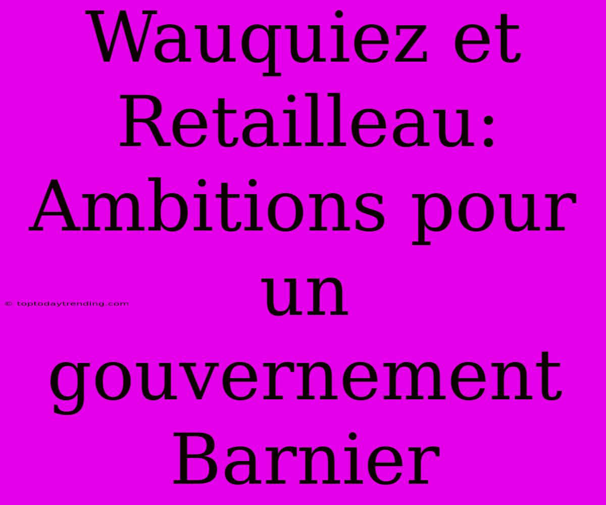 Wauquiez Et Retailleau: Ambitions Pour Un Gouvernement Barnier