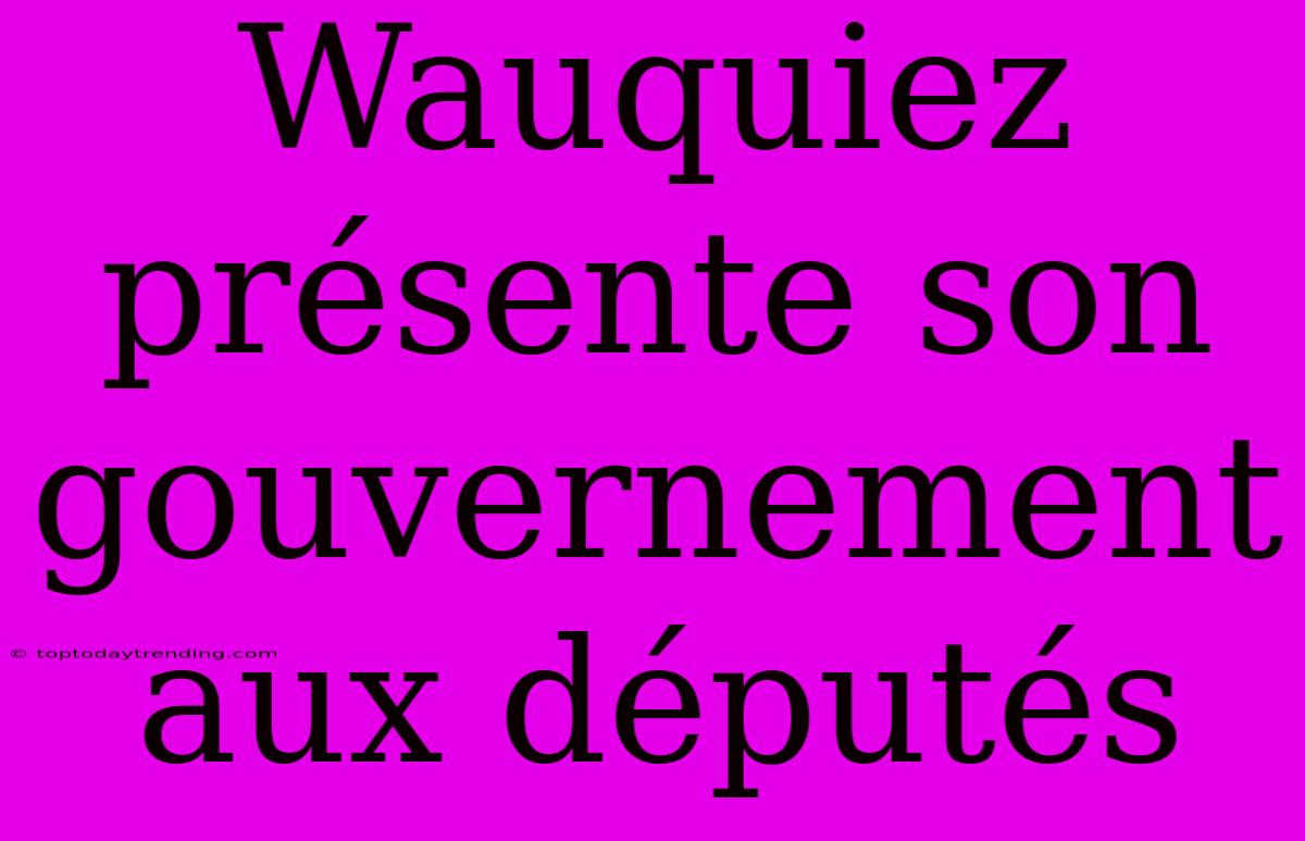 Wauquiez Présente Son Gouvernement Aux Députés