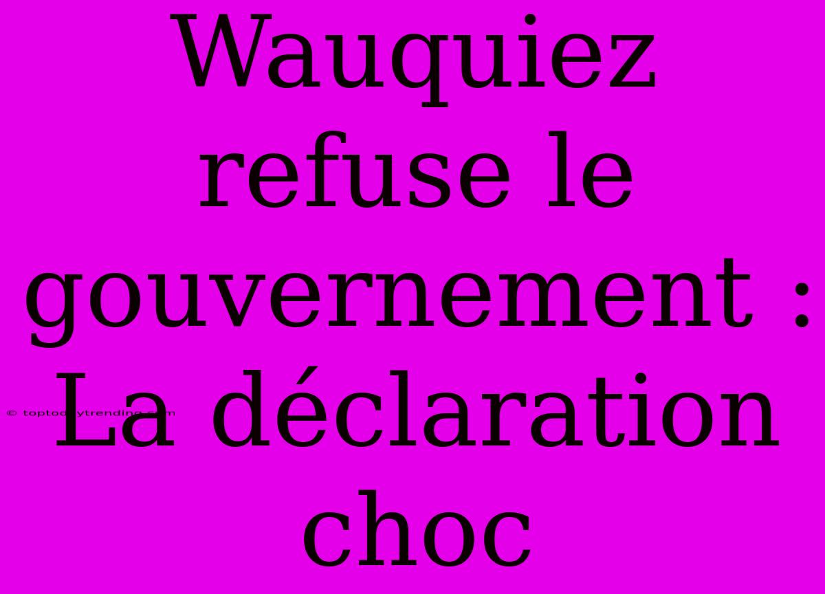 Wauquiez Refuse Le Gouvernement : La Déclaration Choc