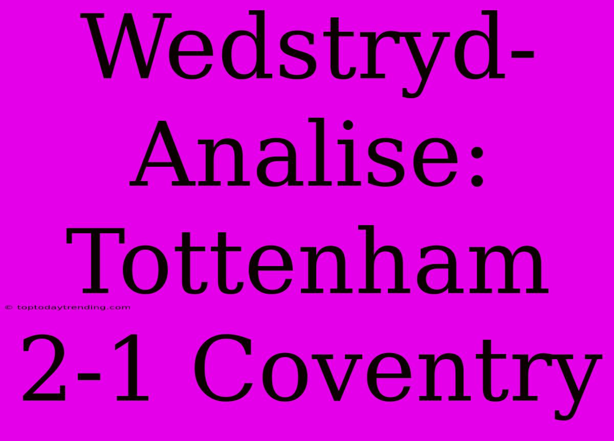 Wedstryd-Analise: Tottenham 2-1 Coventry