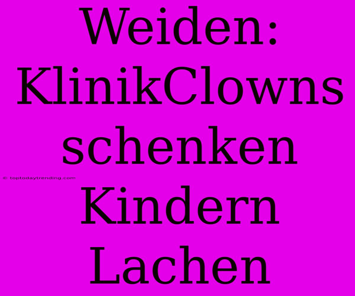 Weiden: KlinikClowns Schenken Kindern Lachen