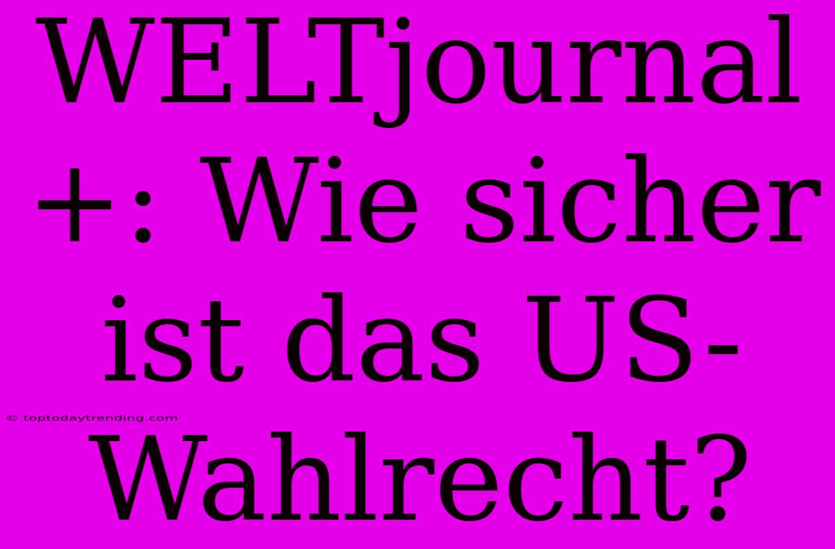 WELTjournal+: Wie Sicher Ist Das US-Wahlrecht?