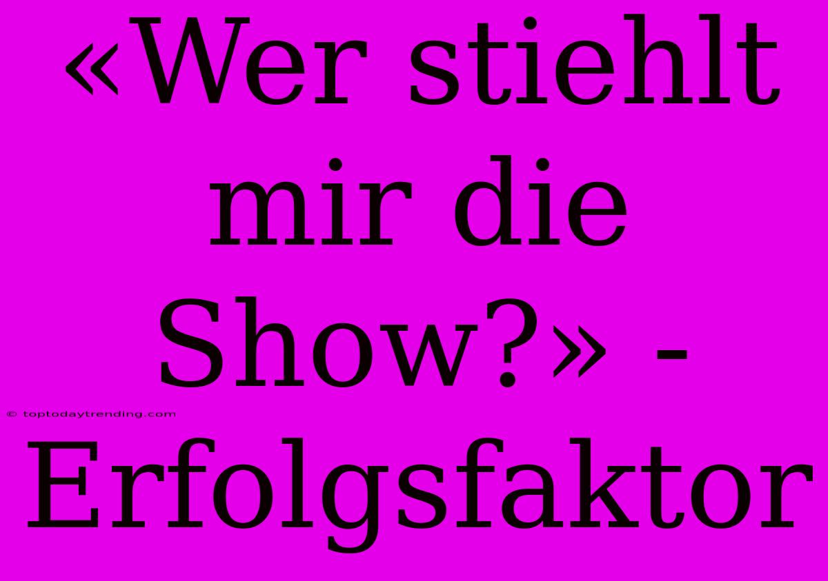 «Wer Stiehlt Mir Die Show?» - Erfolgsfaktor