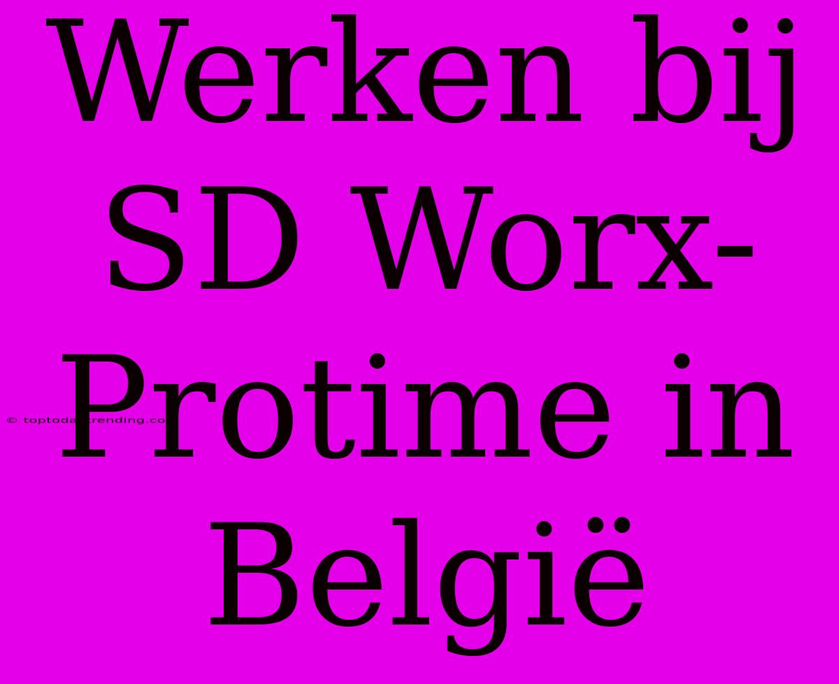 Werken Bij SD Worx-Protime In België