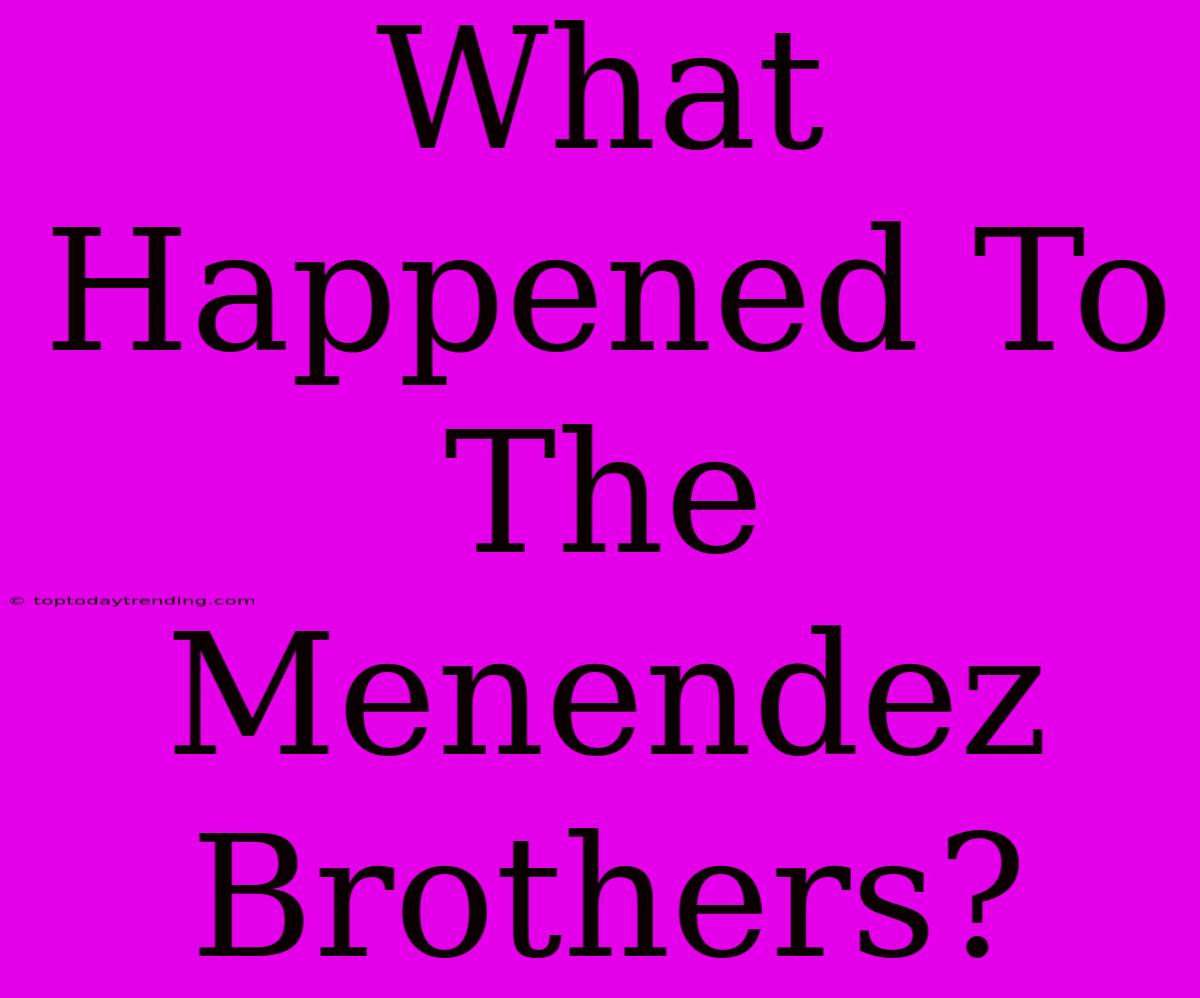 What Happened To The Menendez Brothers?