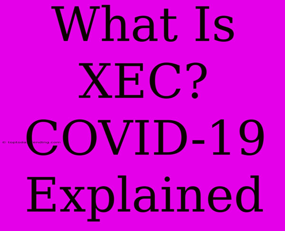 What Is XEC? COVID-19 Explained