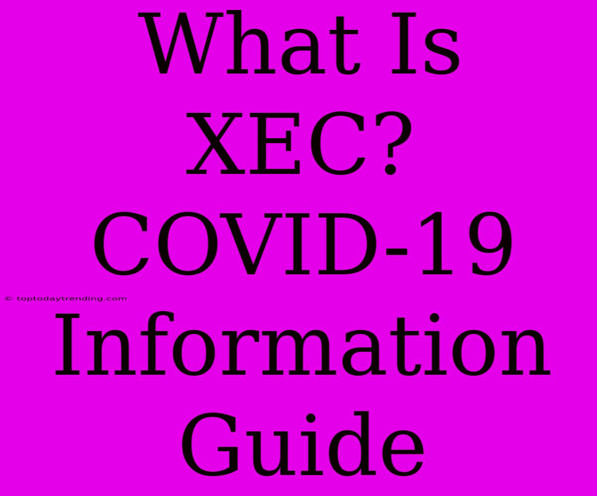 What Is XEC? COVID-19 Information Guide