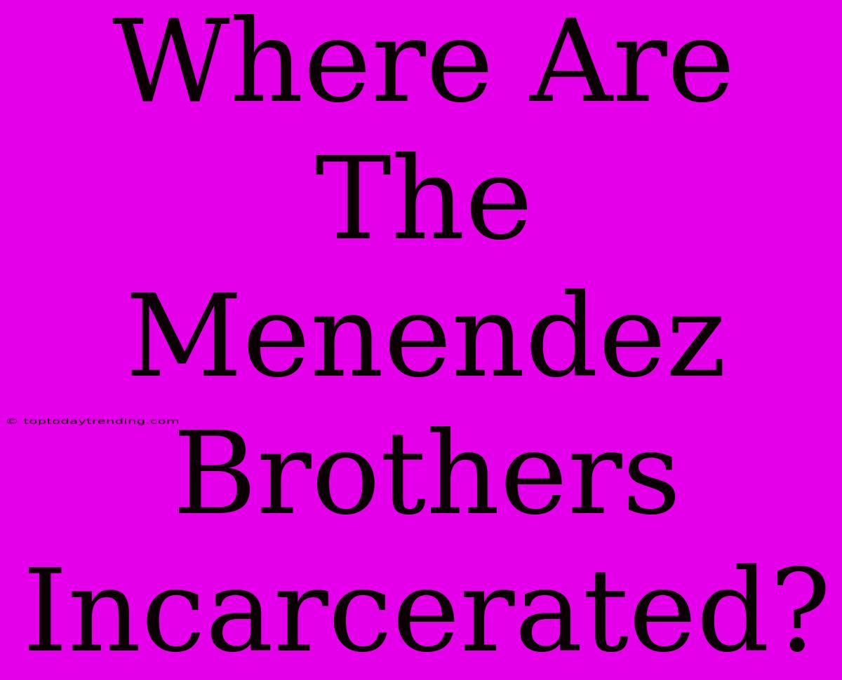 Where Are The Menendez Brothers Incarcerated?