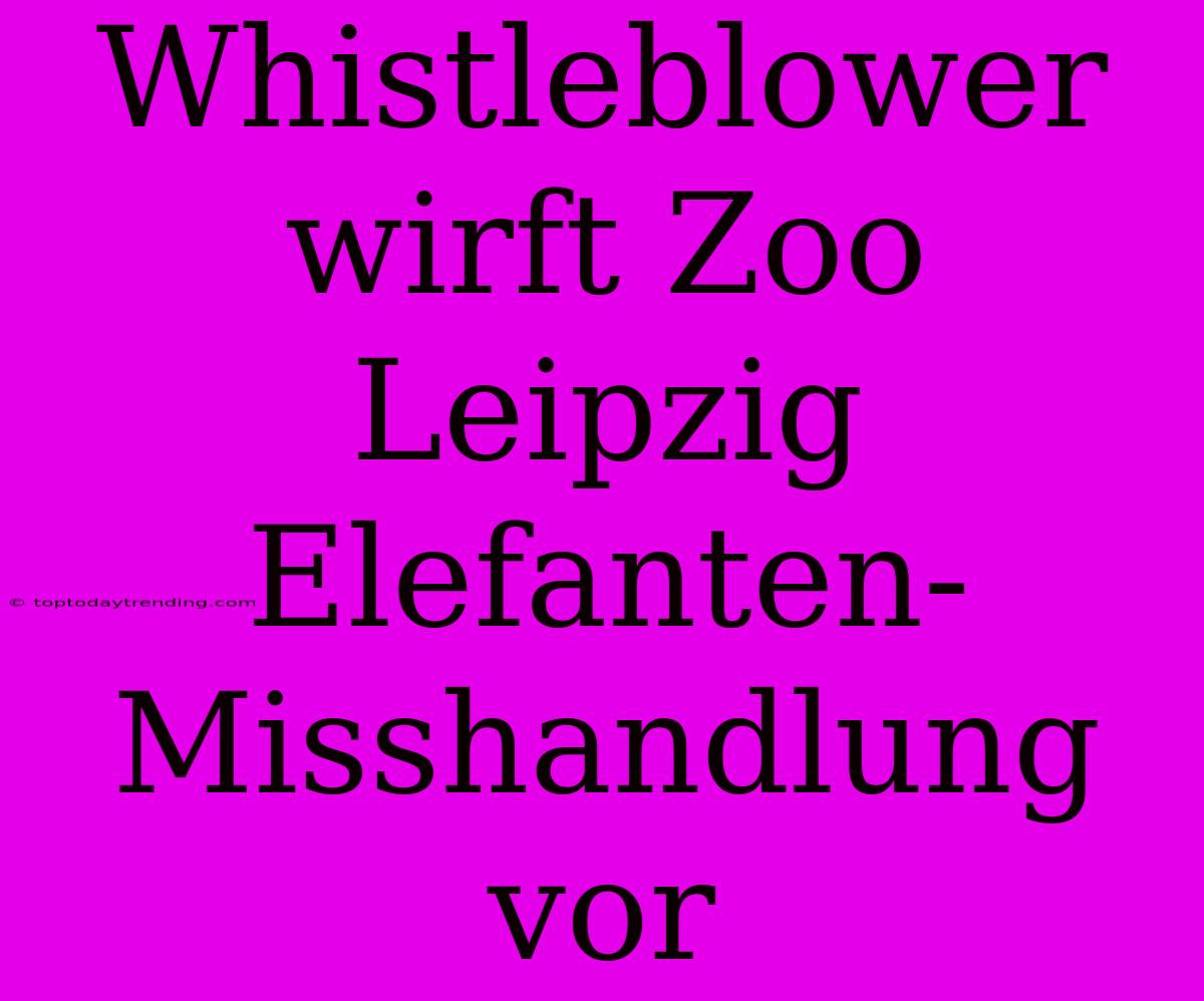 Whistleblower Wirft Zoo Leipzig Elefanten-Misshandlung Vor