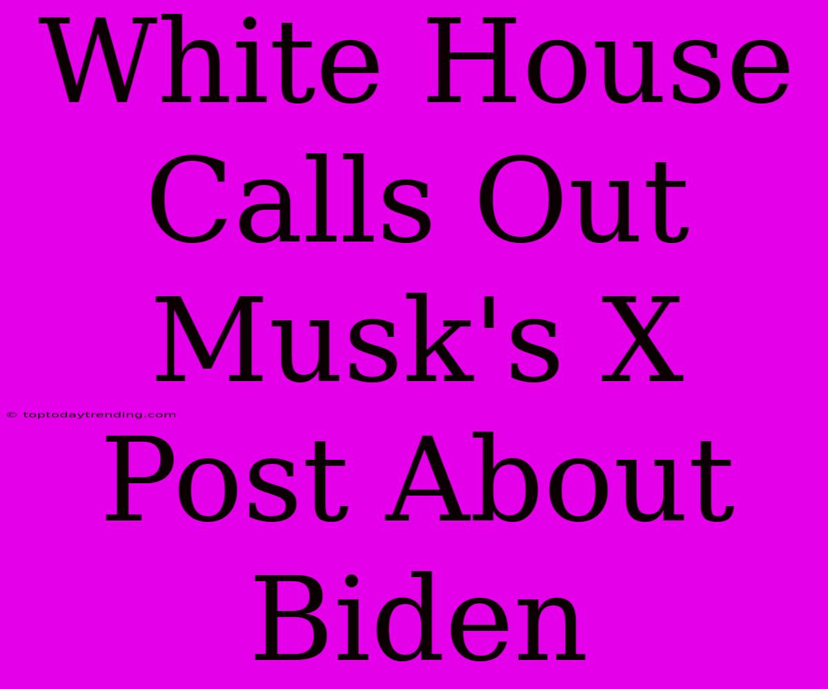 White House Calls Out Musk's X Post About Biden