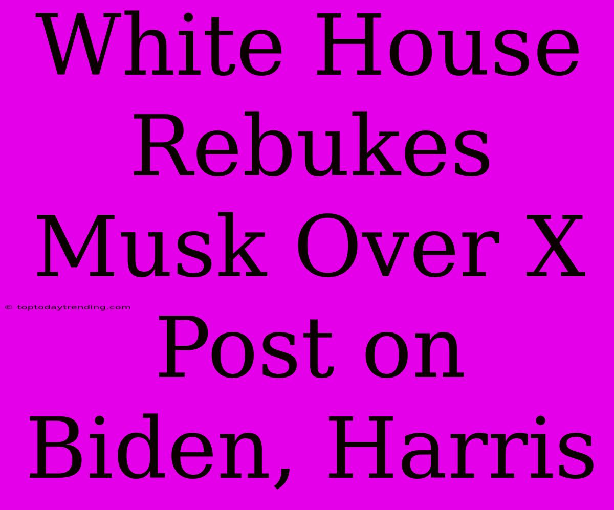 White House Rebukes Musk Over X Post On Biden, Harris