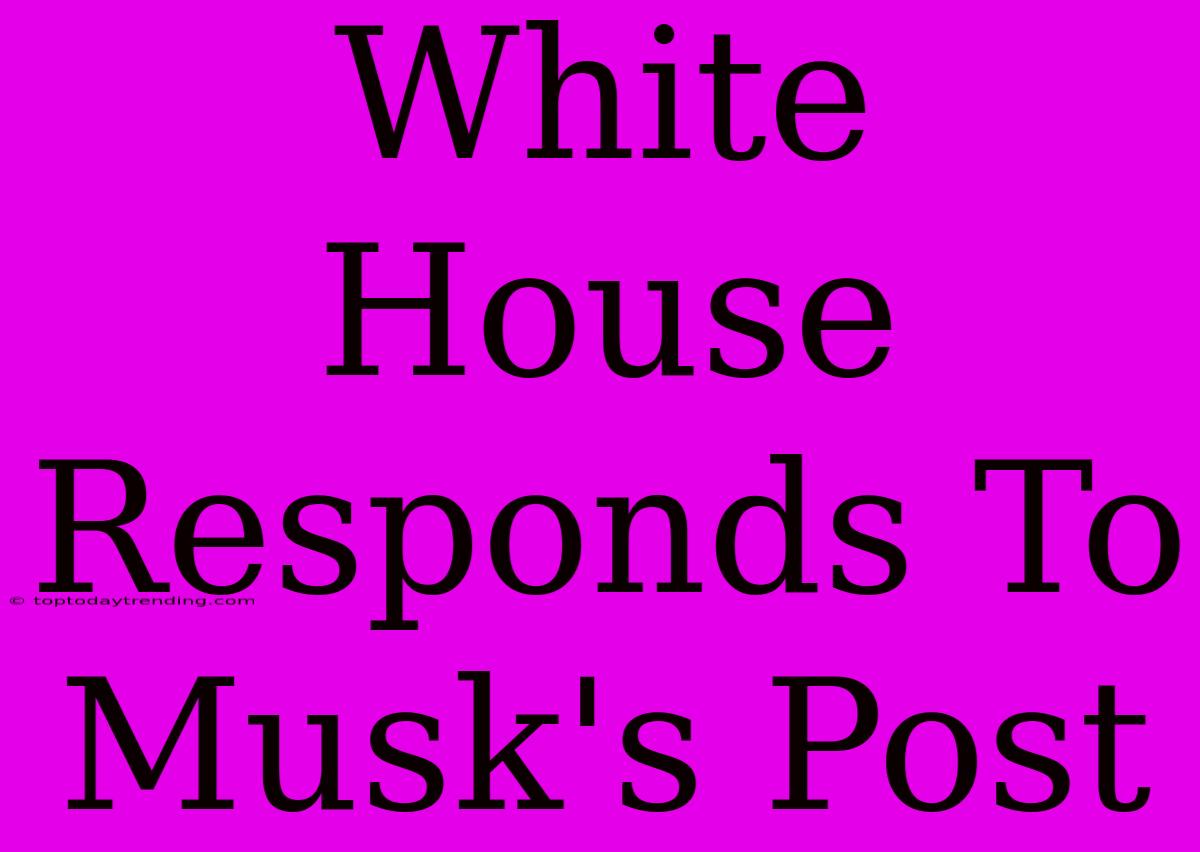 White House Responds To Musk's Post