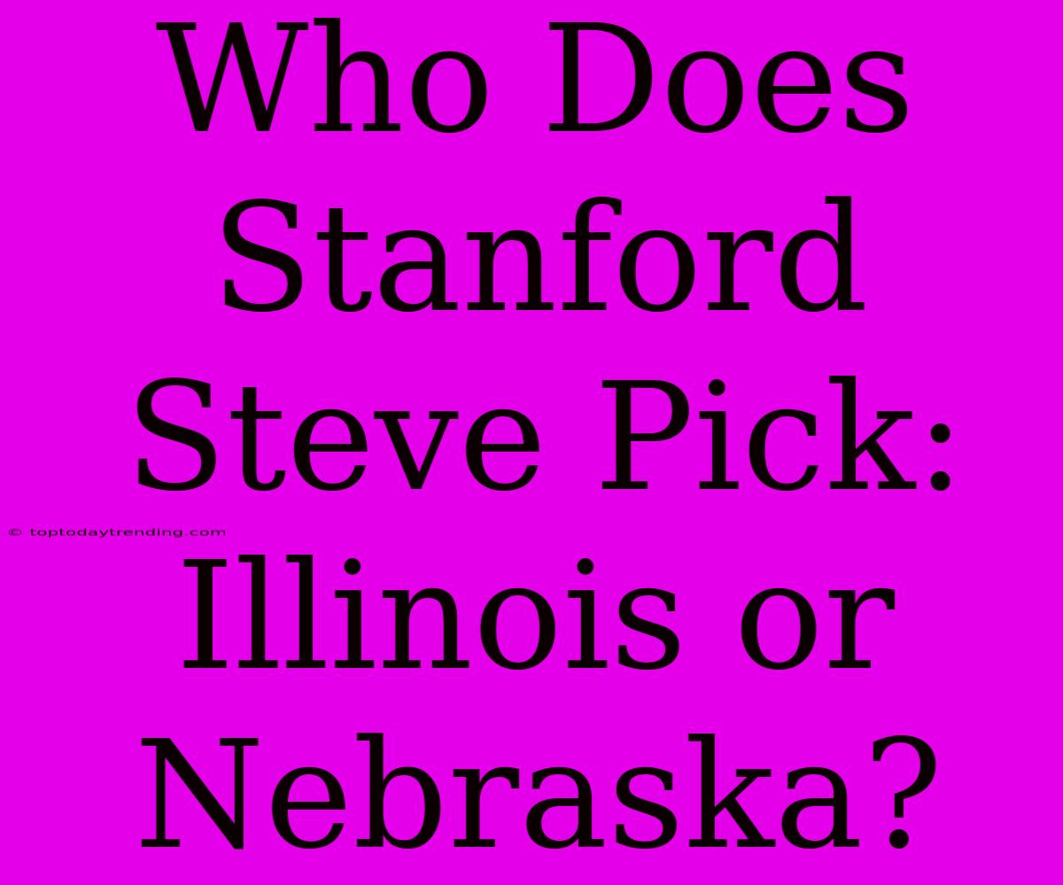 Who Does Stanford Steve Pick: Illinois Or Nebraska?