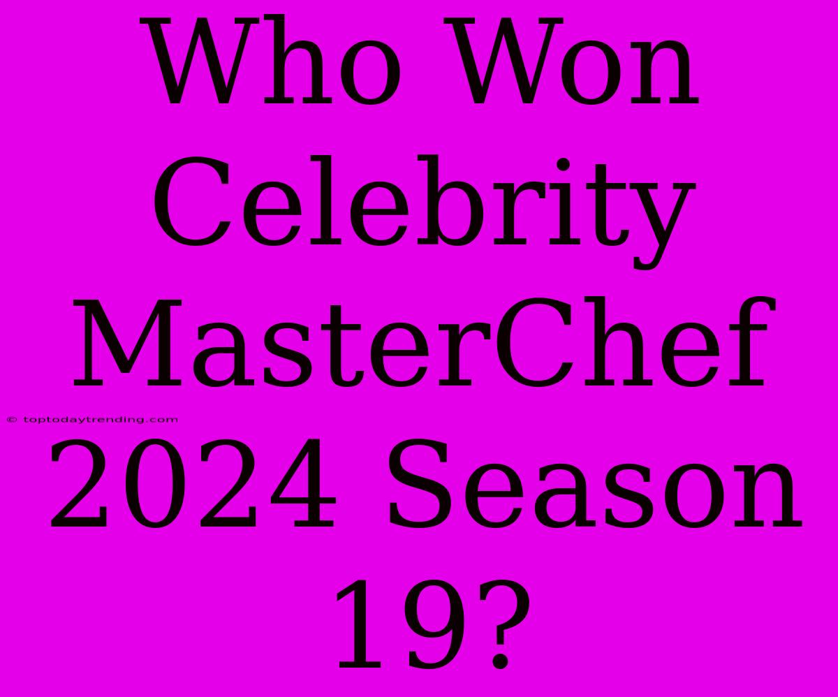 Who Won Celebrity MasterChef 2024 Season 19?