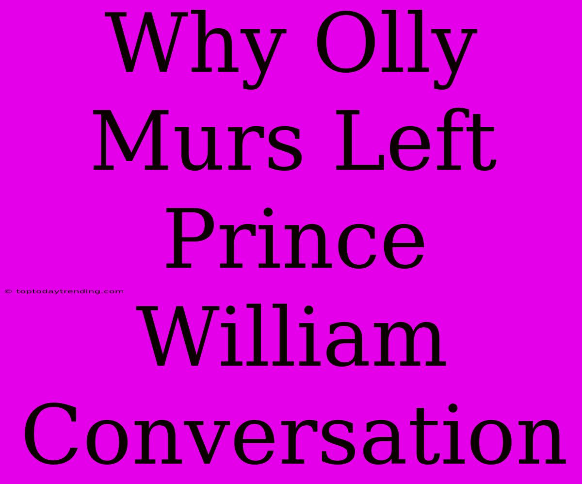 Why Olly Murs Left Prince William Conversation