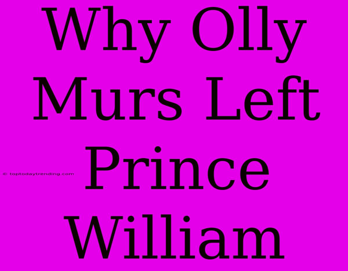 Why Olly Murs Left Prince William