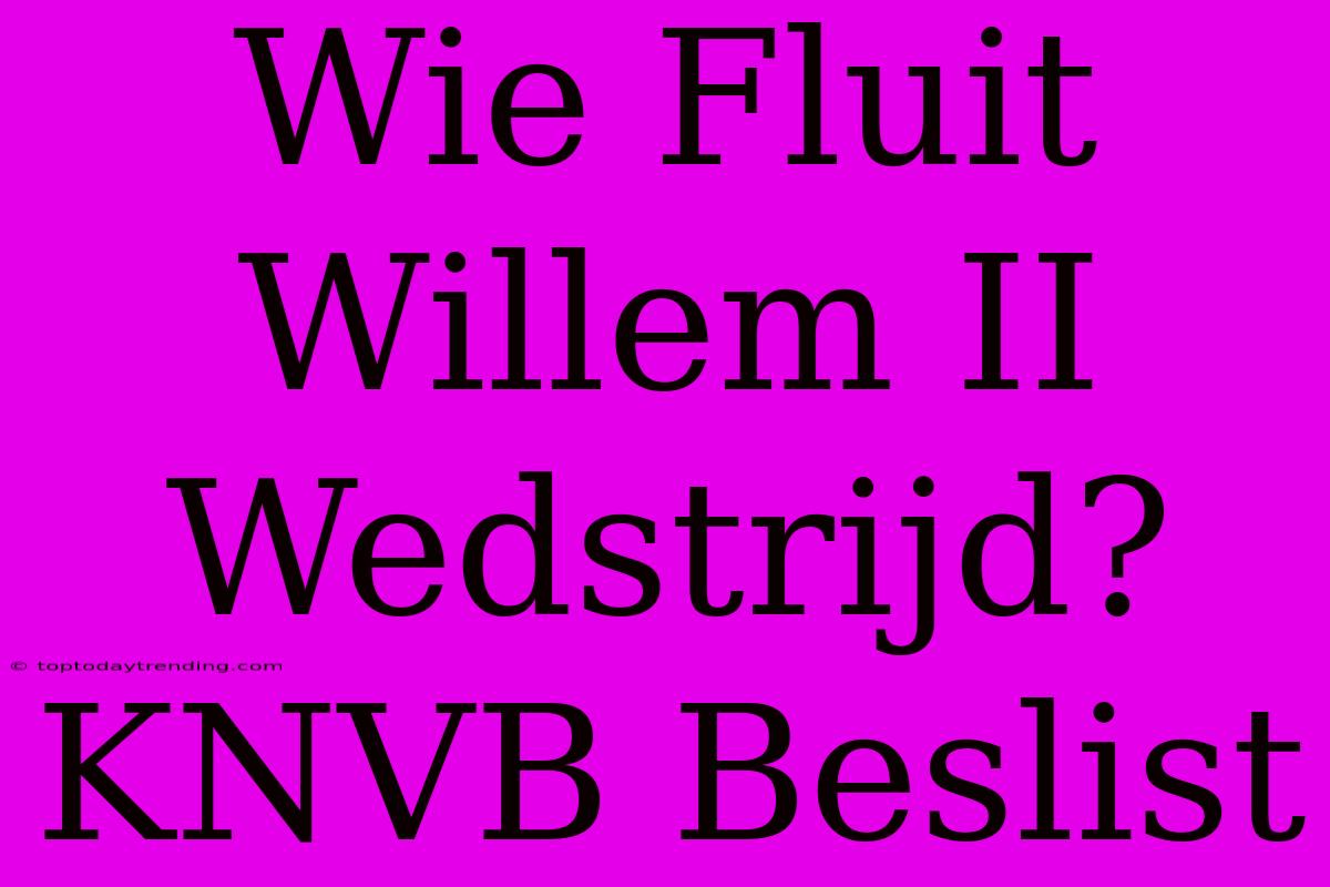 Wie Fluit Willem II Wedstrijd? KNVB Beslist