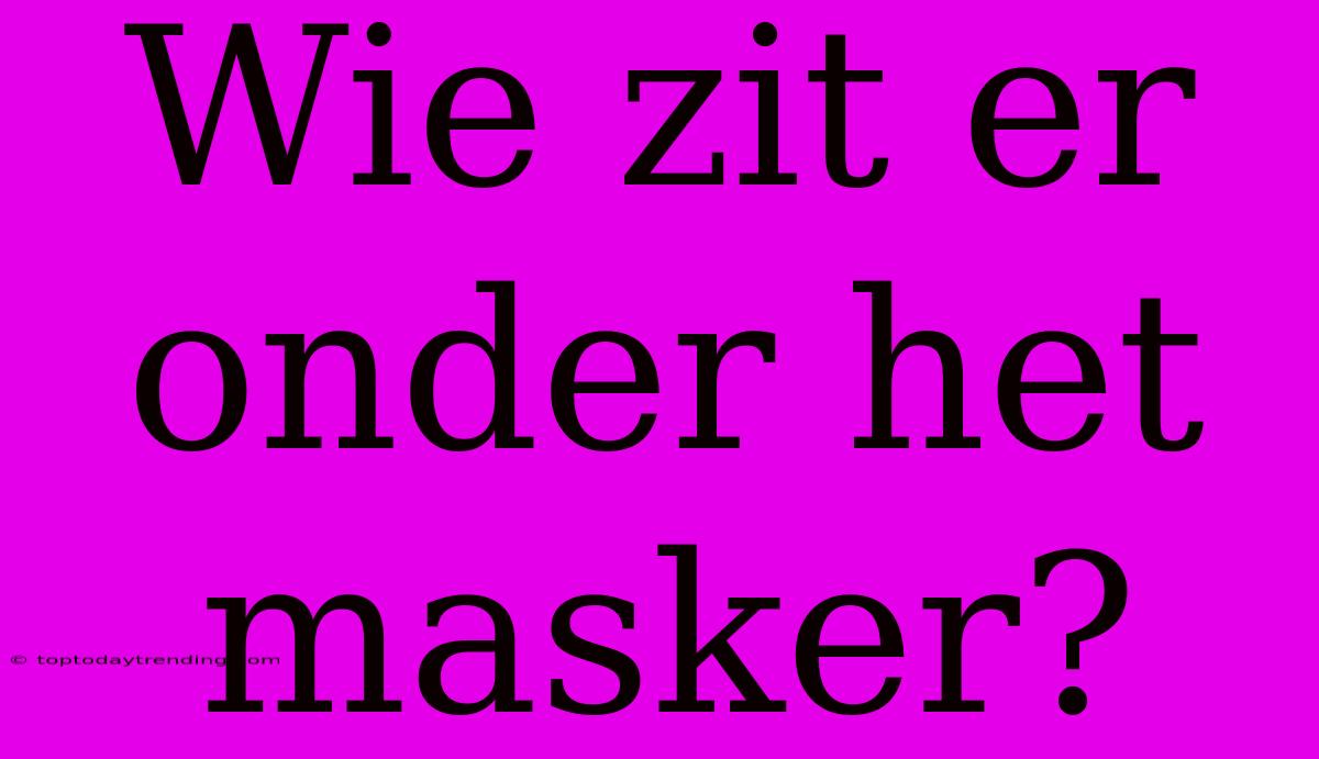 Wie Zit Er Onder Het Masker?