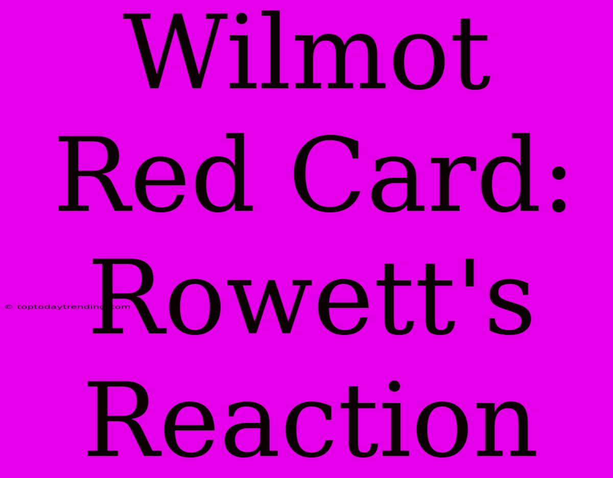 Wilmot Red Card: Rowett's Reaction