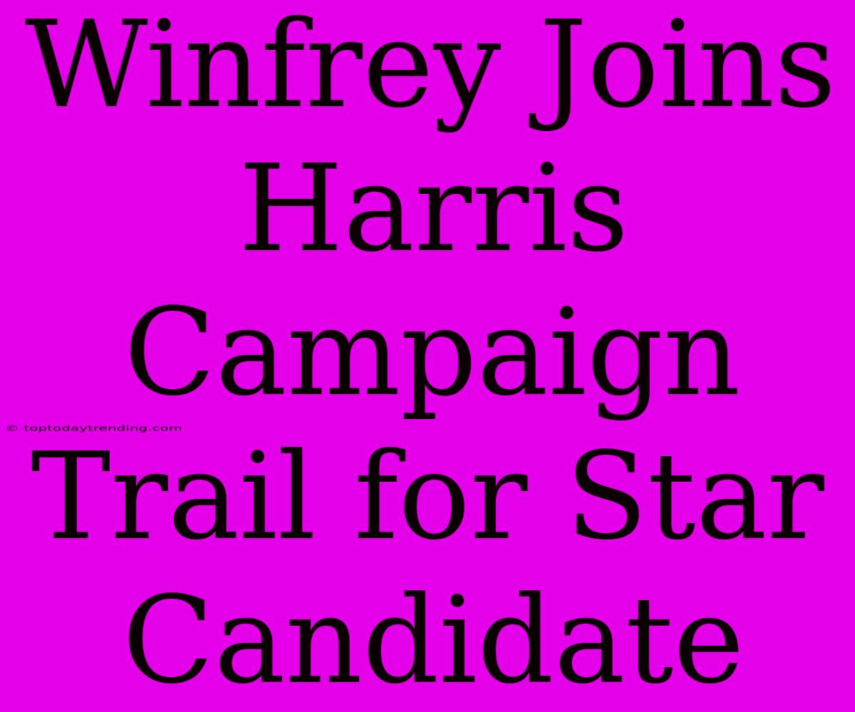 Winfrey Joins Harris Campaign Trail For Star Candidate