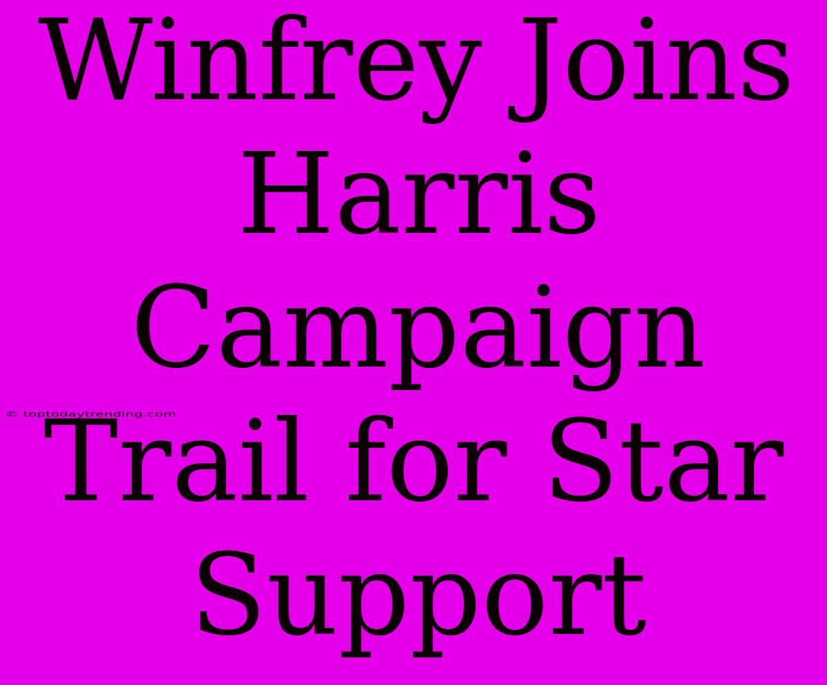 Winfrey Joins Harris Campaign Trail For Star Support