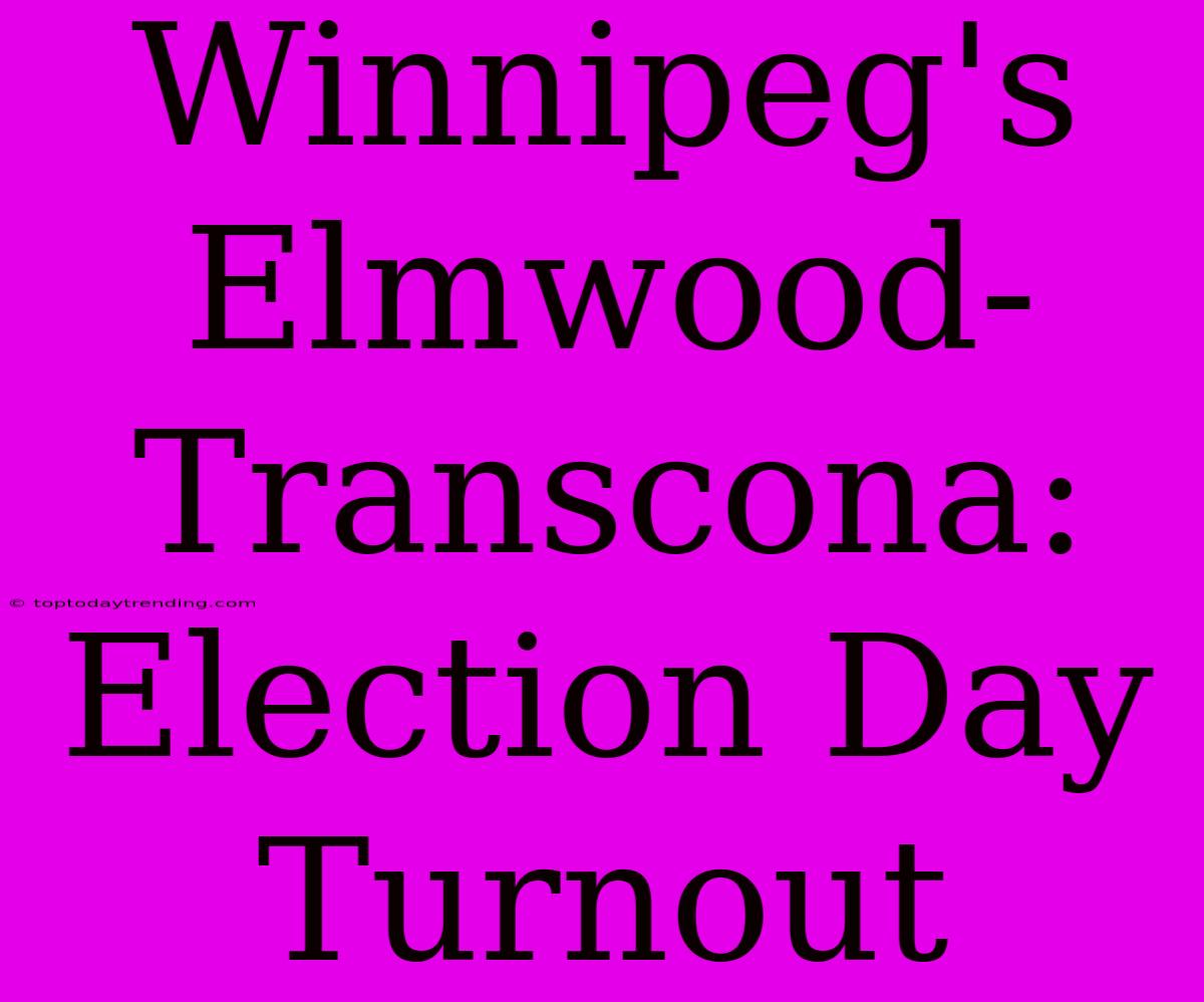 Winnipeg's Elmwood-Transcona: Election Day Turnout