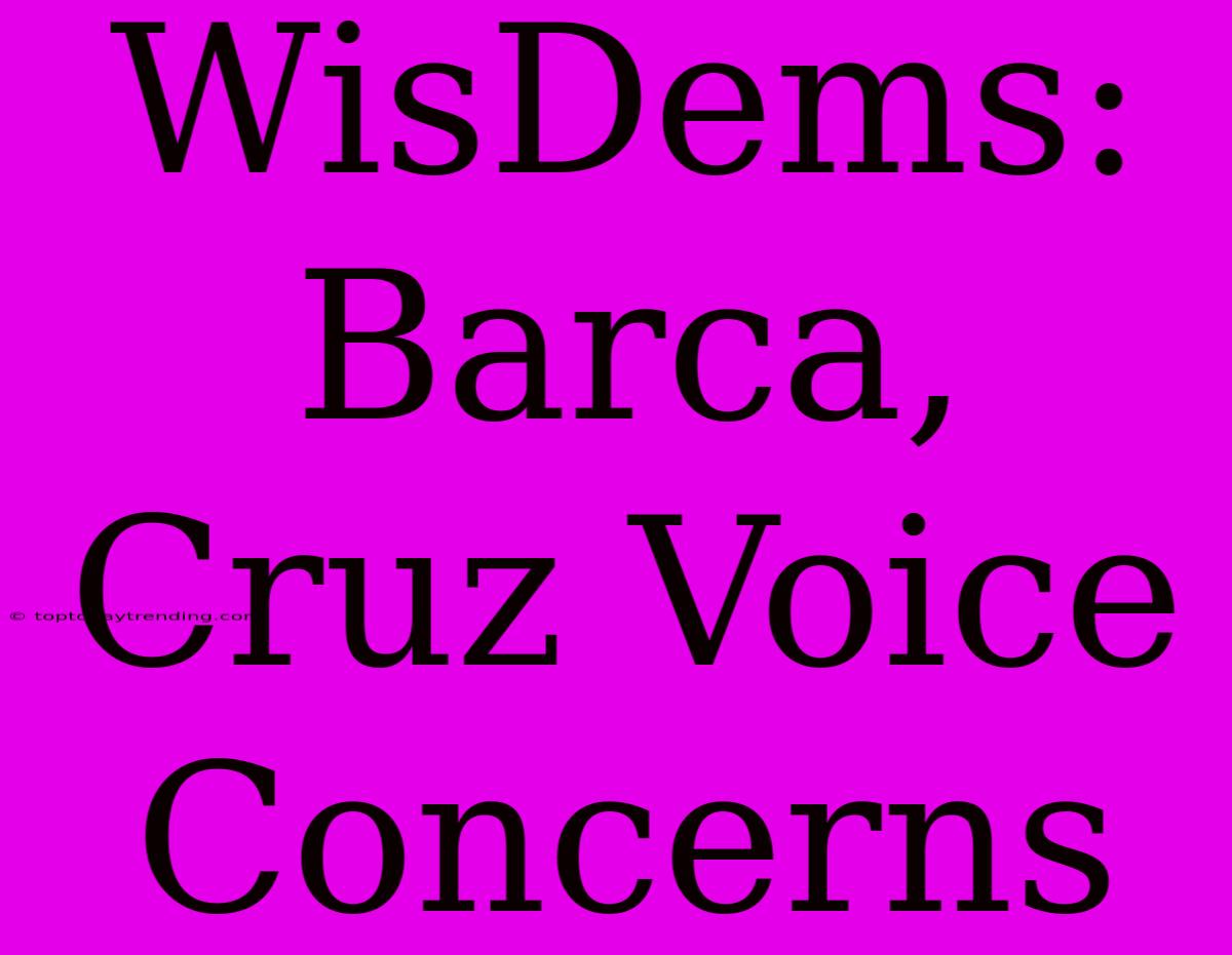 WisDems: Barca, Cruz Voice Concerns