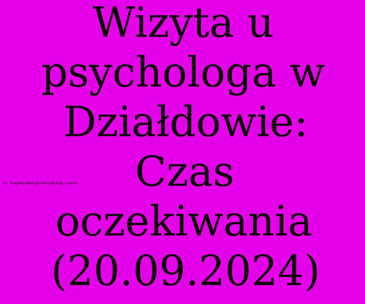 Wizyta U Psychologa W Działdowie: Czas Oczekiwania (20.09.2024)