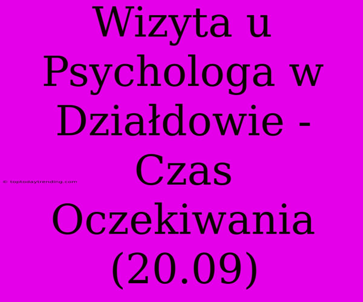 Wizyta U Psychologa W Działdowie - Czas Oczekiwania (20.09)