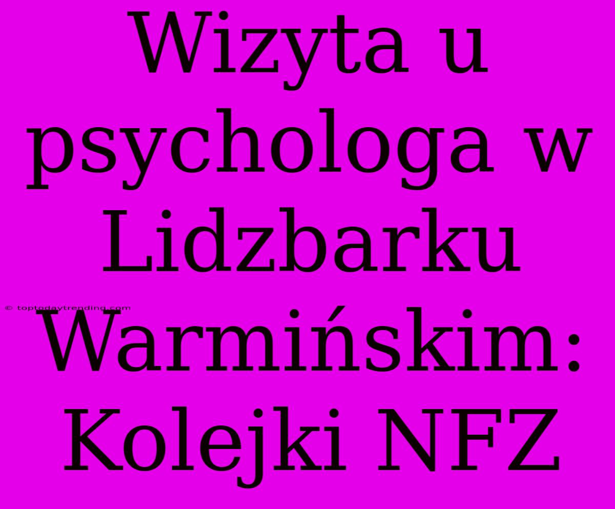 Wizyta U Psychologa W Lidzbarku Warmińskim: Kolejki NFZ